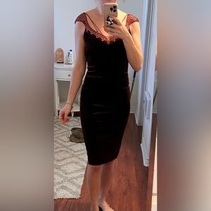 Gorgeous Vintage Velvet Beaded Midi Cocktail Dress